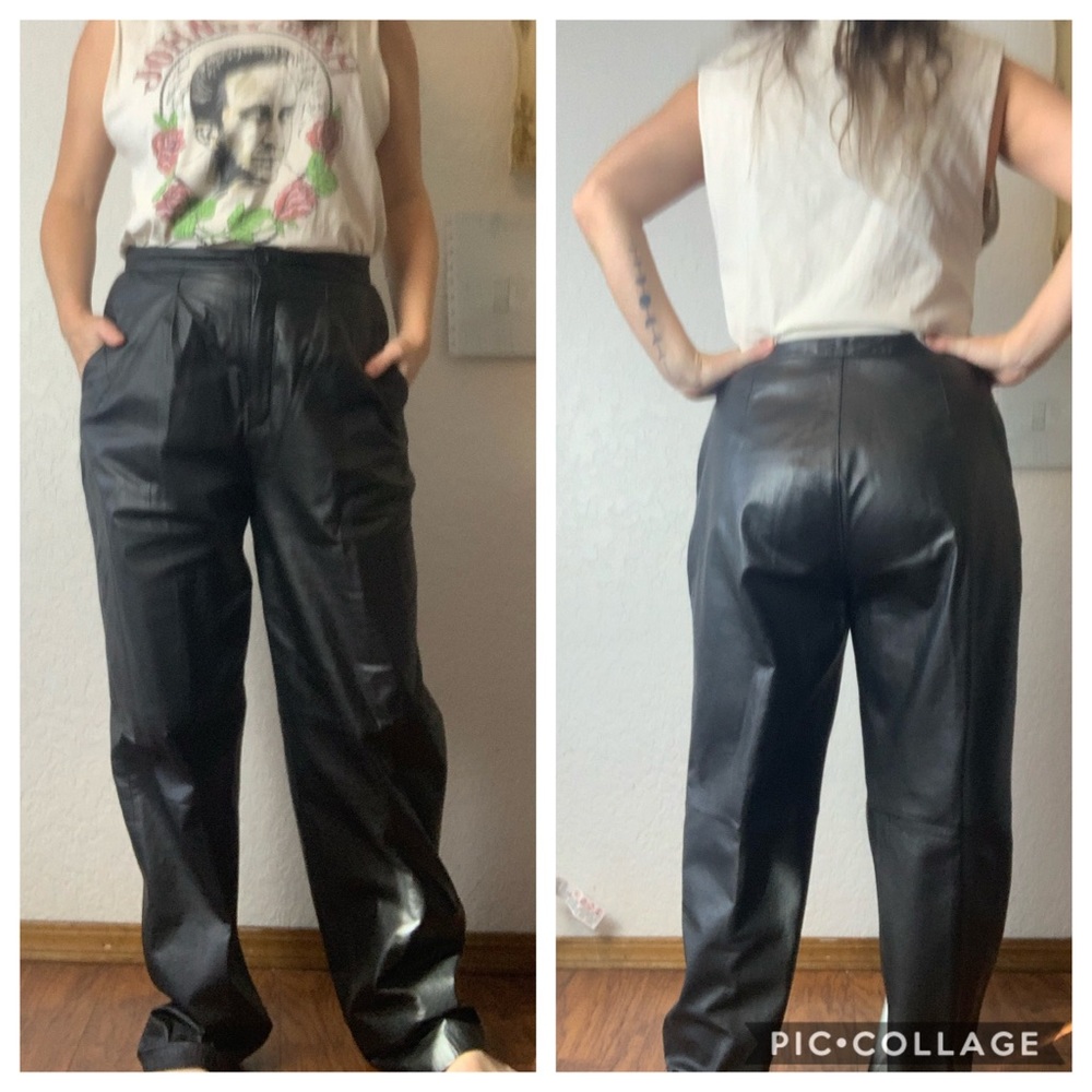 Vintage Lerner! Black leather pants 31” waist band